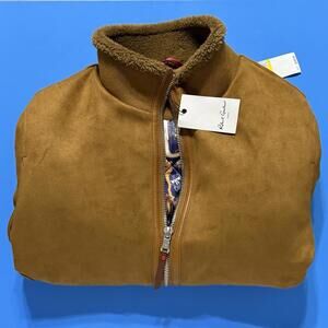 Robert Graham Vegan Suede Faux Fur Collar Bomber Lined Jacket Size Med Men $298